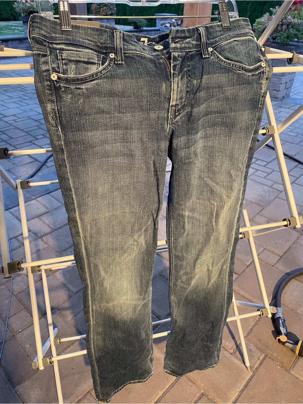 7 For All Mankind Faded Dark Blue Straight-Leg Jeans NWT